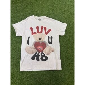 Faux Luv I U 48‎ Teddy Bear Graphic T-Shirt White Small Streetwear Short Sleeve
